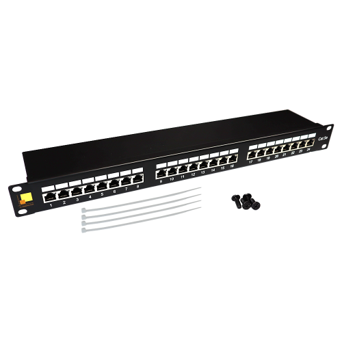 LANMASTER patch panel with indicators, 24 port, STP, cat. 5E, 1U
